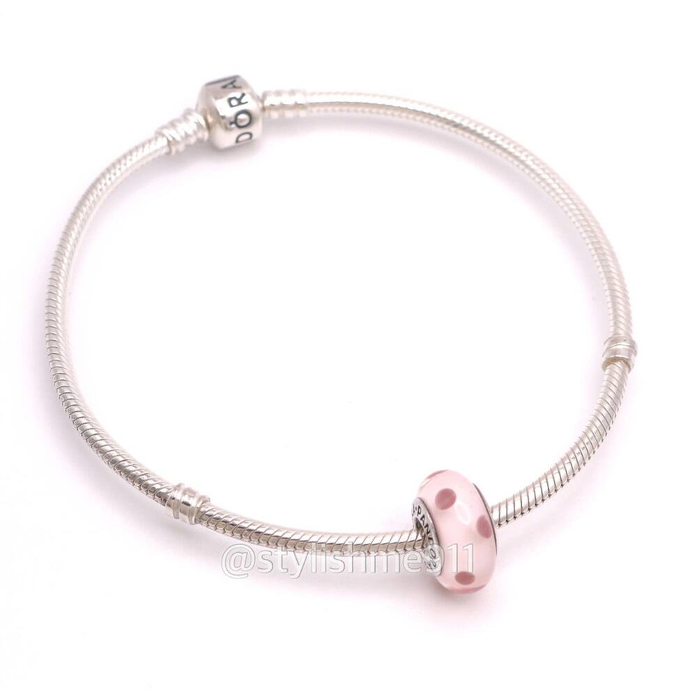Authentic PANDORA Pink Polka Dots Murano Glass Charm - Picture 4 of 8